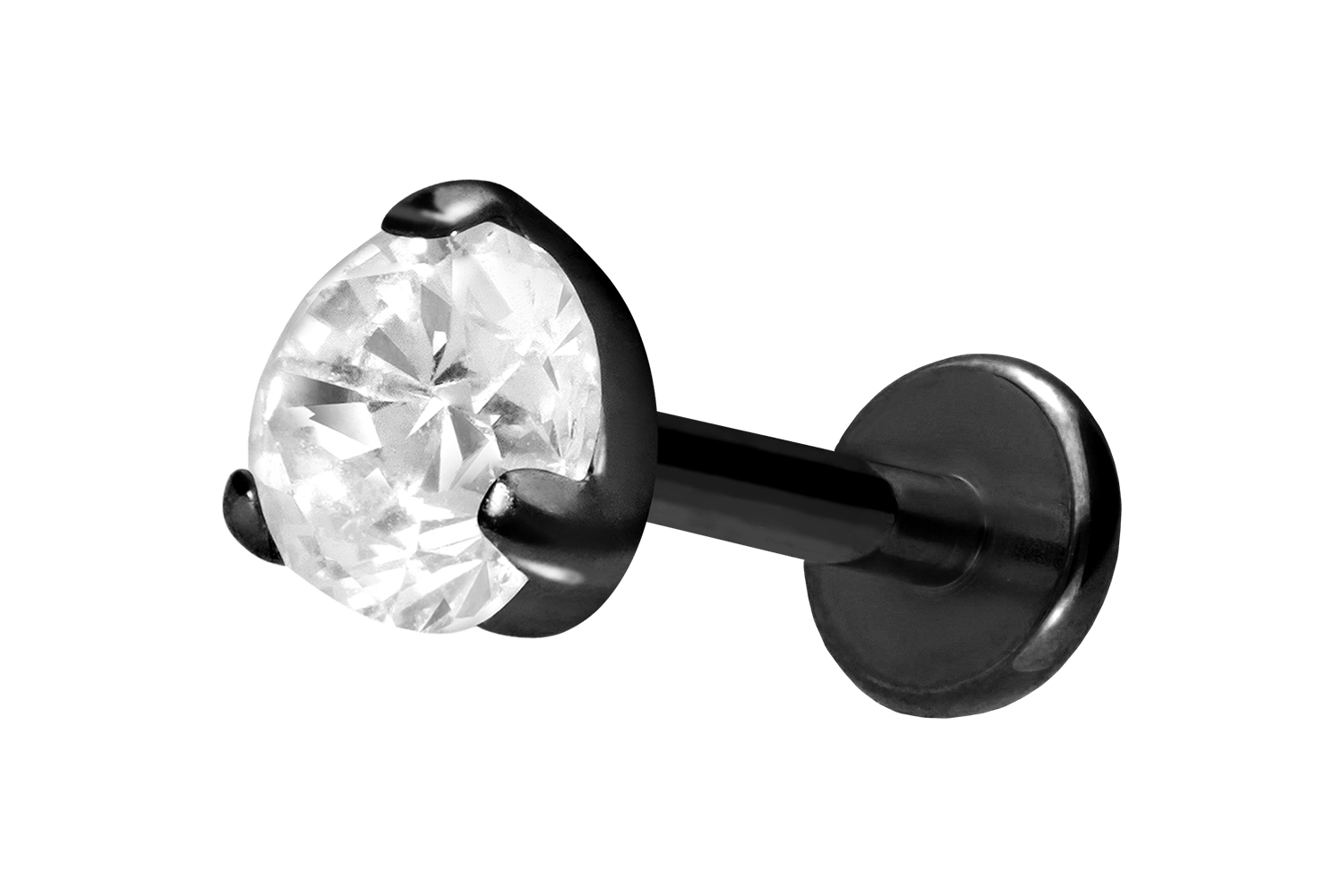 Titan Labret Piercing mit Innengewinde EINGEFASSTER KRISTALL